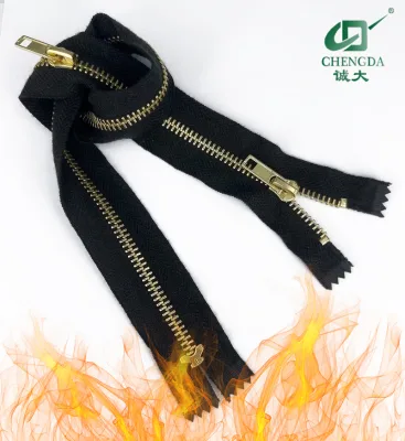NFPA Fire Retardant 2 Way Close End Nomex Metal Zipper FR Aramid Zipper with UL EN469 for Fire Suit Safety Protective Workwear