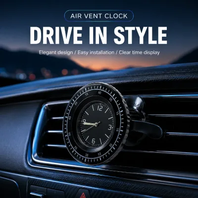 Diver-style Bezel Scale Quartz Clock Magnetic Suction Cup Mount Car Air Vent Phone Holder 360 Rotation Adjustable Height for