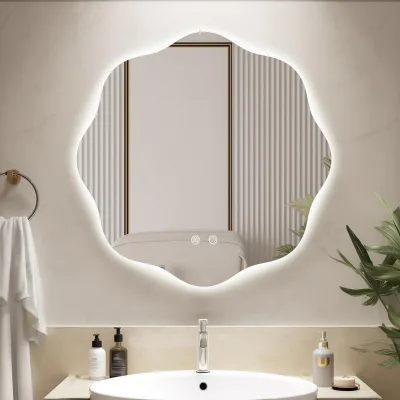 Modern polygon LED lights Bathroom mirror with touch switch frame backlit glass bedroom decor for home or hotel use