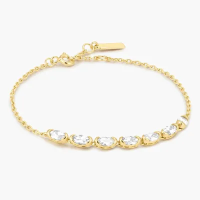 CHICNNA Dainty 18k Gold S925 Silver Bar Adjustable Bracelet Symmetrical Wrist Jewelry for Bridal & Formal Evening Styling