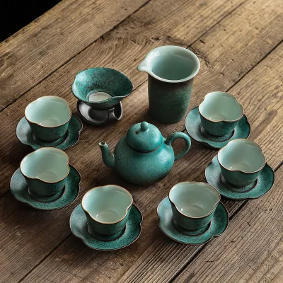 Japanese Kiln Baked Retro Domestic Living Room Tea Set Suit Ceramic Teapot Tea Cup Small Set Kung Fu Tea Set