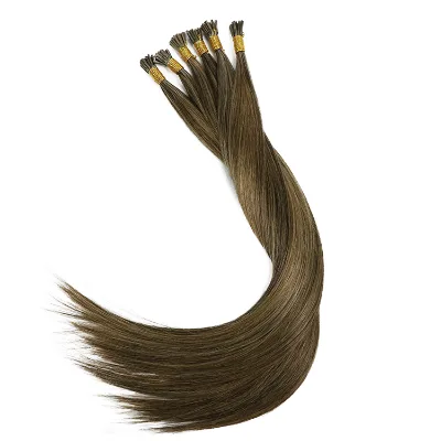 Indian Hair High Quality Remy Human Hair Micro Bead I Tip Silky Straight Hair Extensions No Shedding for White Women Fast Ship