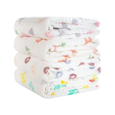 Wholesale 6 Six-layer Muslin Cotton Gauze Baby Hold Quilt Cover Other Blanket Newborn Baby Spit Towel Cartoon Printed Blanket