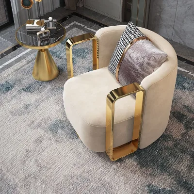 Light Luxury Modern Indoor Leisure Chair with Stainless Steel Legs and Velvet Fabric for Bedroom Apartment Use