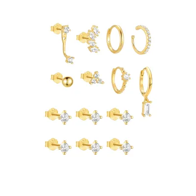 4/6 Pcs S925 Sterling Silver 5A CZ Claw Stud Earrings Set Clip on Earrings for Women