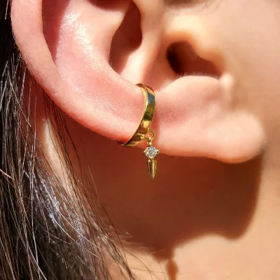 Promotion NO Piercing Earring Clip Slippy Ear Cuff Link Round Zircon Spike Charms One Piece Clip Earring