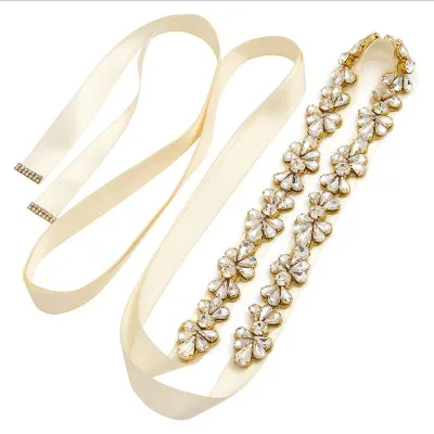 Stylish Flower Shape clear Crystal Bridal Belt Rhinestone Belts for Bridesmaid Dresses