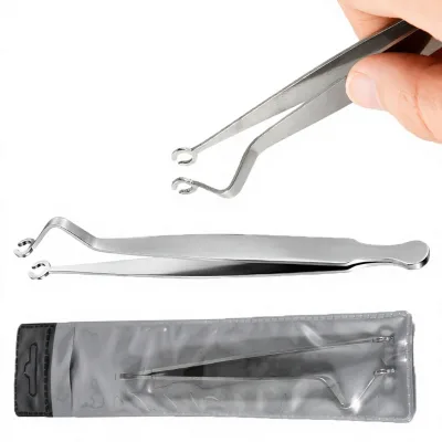 Cross-border Stainless Steel Curved-opening Tweezers Dedicated Auxiliary Tool for Body Jewelry Unisex Navel Tongue Ear Piercing