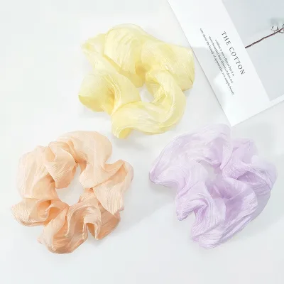 Women Orange Yellow Purple Chiffon Scrunchies Hair Elastic Manufacturer Fashion Fabric Hair Scrunchies
