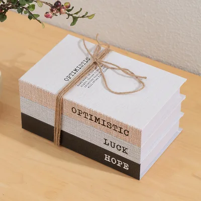 Tactile Linen Cover Display Book With Gentle Text Prints Exclusive Furnishing Trinkets for Interior Stylist Project