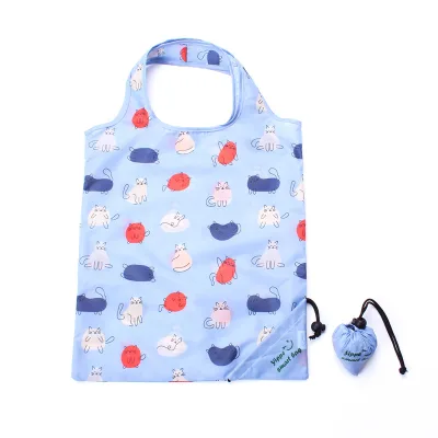 Various Pattern Strawberry Style Eco-friendly Durable Portable Ripstop Polyester Foldable Long Handle Shopping Tote Bag