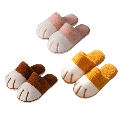 Winter House Warm Soft Plush for for Women Cute Cat Paw Style Bedroom Home Anti-Slip Indoor