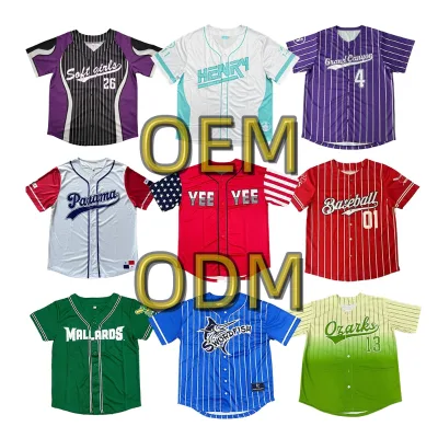 Personalized Baseball Shirt High Quality Pattern Sublimation and Embroidered Full Button Breathable Stitched Baseball Jerseys
