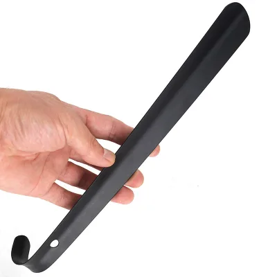 Black Long Handle Metal Stainless Steel Shoe Helper Horn Long