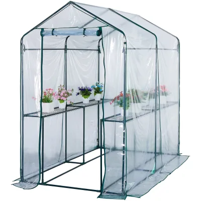 3 Tier Mini Greenhouse Cold Frame PVC Plastic Outdoor Garden Steel Frame Plants Grow House