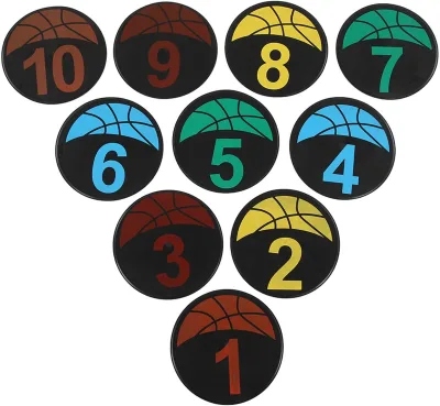 Wholesale Basketball Spot Markers Multi-Colored Anti-Slip Sports Training Markers,Round Flat Floor Markers with Number Dots
