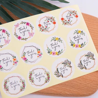 E-Magic Wholesale Custom Printed Stickers Floral Wreath Stickers Round Adhesive Labels for Christmas Gift Box Package