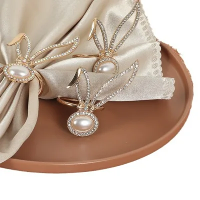Wholesale Gold /Silver Top Quality Round Napkins Ring Rabbit Metal Napkin Holder Ring