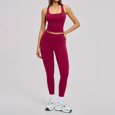Women Buttery Soft Tank Top Leggings Set Second Skin Fitness Training Outfit