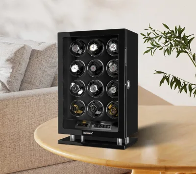 New Year Sale High-end 12 Watch Winder Fingerprint Switch Ultra Quiet Motors Large Watch Automatic Rotator Luxury Watch Winder