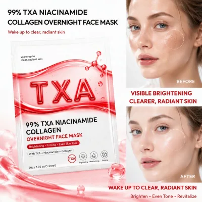 99%TXA Overnight Pore Minimizing Whitening Facial Mask Hydrogel Tranexamic Acid Dark Spot Glow Collagen Face Sheet Mask