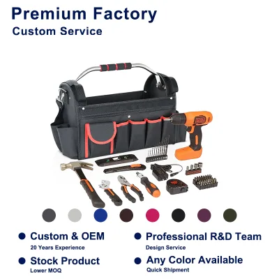 High Quality Custom Large Tool Storge Bag Durable Steel Handle Electrician Tool Bag