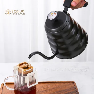 1L 1.2L Hot Selling Gooseneck Black Temperature Control Drip Coffee Stainless Steel Coffee Kettle