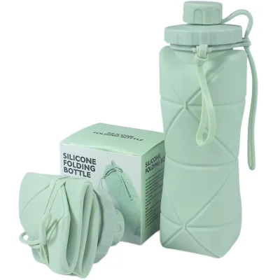 Portable Outdoor Silicone Folding Water Bottle Customized Logo Accept Reusable& Collapsible Bottle for Travel Gym Camping Hiking