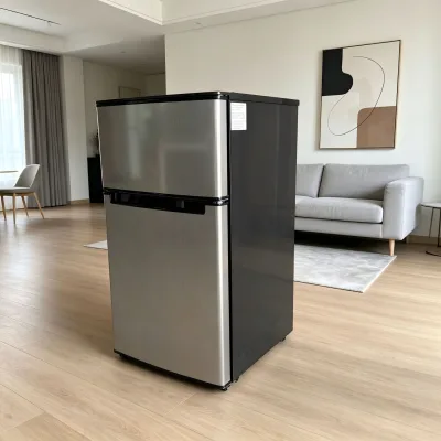 Mini Two Door Refrigerator Top Freezer Small Fridge Stainless Steel Household Refrigerator for Apartment Dorm Hotel