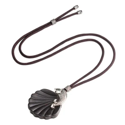 Vintage Wooden Bead Chain Nepalese Style, Handmade and Creative Pendant Jewelry,Sweater Necklace for Women's