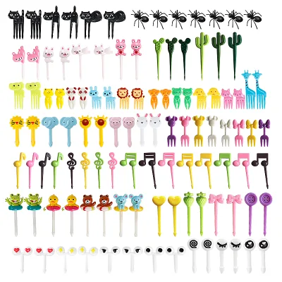 Plastic Fruit Fork With Animal Decor Fruit Fork Kids, Cute Food Picks for Cake Dessert Fruit-Platter