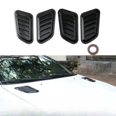 Car Universal 2 PCS Carbon Fiber Air Flow Intake Hood Scoop Bonnet Fender Vents Air Vent Covers Car Decoration Accessories