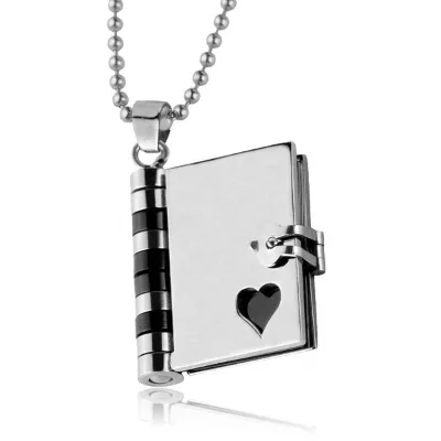 Custom Engraving Book Pendant Blank  Photo Stainless Steel Pendant Necklace Gifts