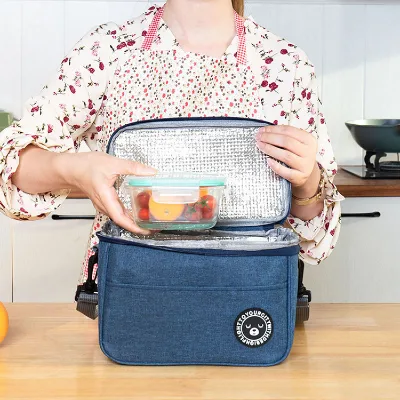 Wholesale Fashion Meal Prep Thermal Daily Insulated Oxford Cloth Lunch Bag Polyester Lining Zipper Closure Adjustable Shoulder