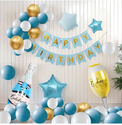 Boy Happy Birthday Banner Black and Gold Boyfriend Birthday Party Decoration Supplies