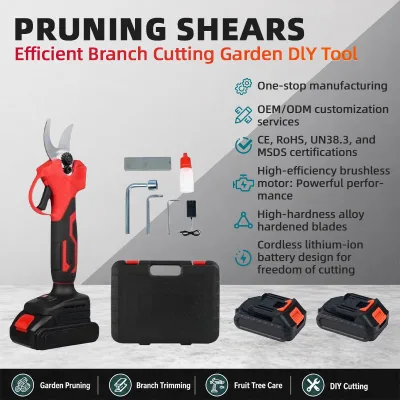 High Efficiency Brushless Motor Electric Pruning Shears Wireless Lithium Battery Ergonomic Handle Portable Garden Clippers