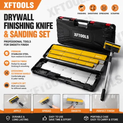 Professional Drywall Finishing Tool Set Stainless Steel Skimming Blade Kit Wall Smoothing Putty Knife Plastering Trowel Tools