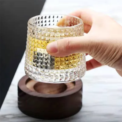 Whisky Glass Crystal Tumbler Rotating Drinking Glass Wine Glass High-grade Sense