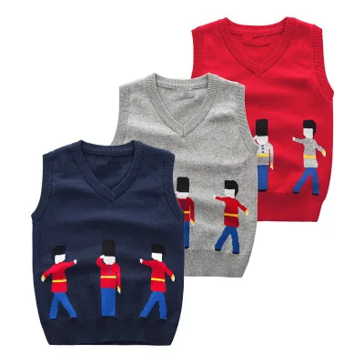 Spring Hot-sale Latest Design V Neck Boys Knitting Pattern Biker Vest