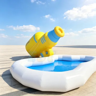 High Quality 0.9mm PVC Inflatable Splash Pool Outdoor Kids Water Park Inflatable Swimming Pool With Water Gun for Kids or Adults