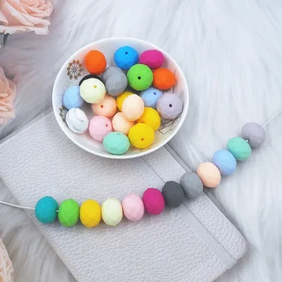 High Quality Food Grade 20mm Silicone Faced Beads Geometric Baby Soft Loose Silicone Beads