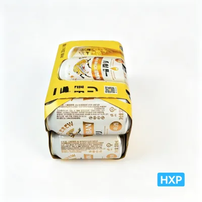 Wholesale Flat Pack Cardboard Can Carrier Custom Size Print Recyclable Kraft 4/6 Cans Beer Supermarket Promotion Packaging