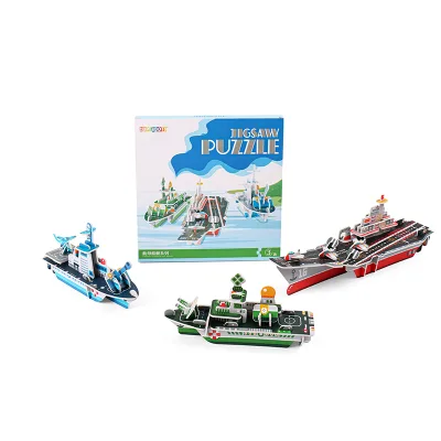 DIY 3D Creative Jigsaw Puzzle Set Naval Vessels Themes Children's Handmade Toys Kids 3D Puzzles With Flat Game Puzzle 5pcs