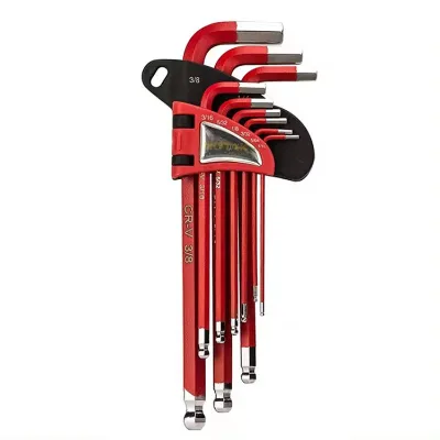 Factory OEM 9Pcs Long Arm Ball Point Hex Key Set, Chrome Vanadium Steel L-Type Tamper Proof Allen Hex Key in Storage Case
