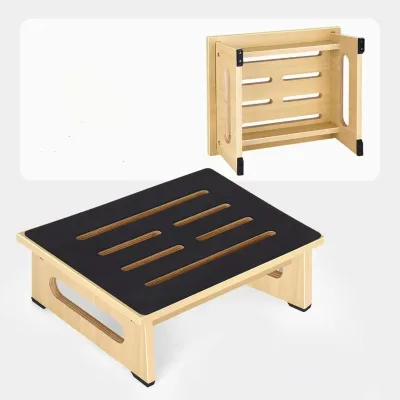 Foldable Bamboo Footstool Under Desk Step Stool with Dragonfly Design Customizable Color & Size
