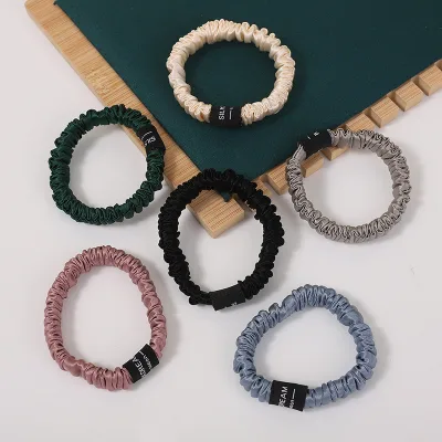 Custom LOGO Bulk Silk Scrunchies Hair Bands  Wholesale 100% Mulberry Silk Scrunchie 100% Silk