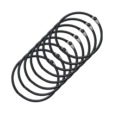 Black Anti-Rust & Anti-Drop Bathroom Shower Curtain Rings Convenient Movable Snap Metal Rings for Curtains & Tracks Accessories