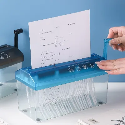 Mini Manual Power A4 Plastic Paper Shredder with Below 50L Capacity for Home and Office Use Strip-Cut Type