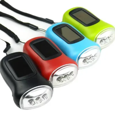 Portable 3 LED Hand Crank Dynamo Flashlight Mini Solar Powered Camping Torch