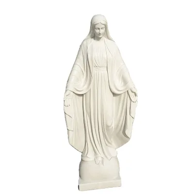 High Quality Customized White Marble Statue Garden Outdoor Decoration Hand Carving Large-scale Stone Statue Western Virgin Mary